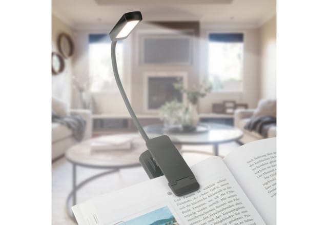 Briloner Klemmleuchte Kabellos 29cm 0,45W 40lm 2700K 4000K 6500K Warmweiß bis Tageslichtweiß Dimmbar Schwarz - Leseleuchte Büro Wohnzimmer
