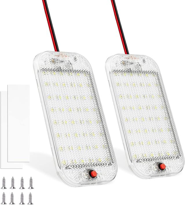 MERTTURM 48-LED-Autoinnenraumleuchte, superhelle weiße LED-Lichtleiste DC12V-85V 800LM mit Ein-/Ausschalter, universelle LED-Deckenleuchte für