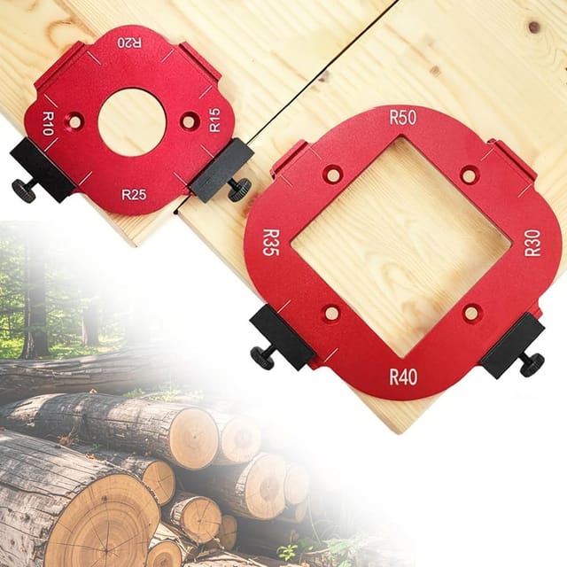 Set mit 2 4-in-1-Frässchablonen für die Holzbearbeitung (R10, R15, R20, R25, R30, R35, R40, R50), Radius-Frässchablone, Eckschablonen, Fräszubehör,