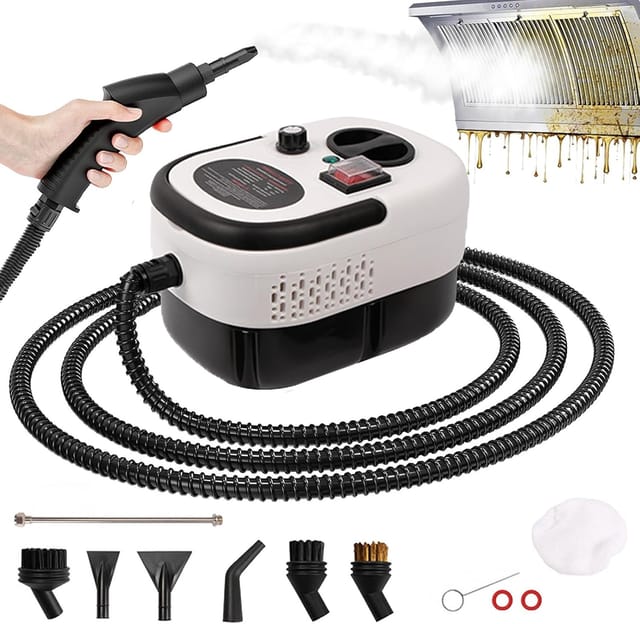 Tragbarer 2500-W-Dampfreiniger mit 1,2-Liter-Wassertank, 9 Zubehörteilen und 6 Leistungsstufen – ideal für alle Reinigungsarbeiten an Fenstern und