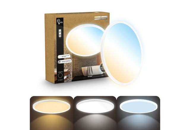 B.K.Licht LED Panel Fernbedienung Ø42cm Rund 22W 3000lm 2700K-6500K Warmweiß bis Tageslichtweiß Dimmbar Weiß - Deckenlampe Badezimmer Küche Wohnzimmer