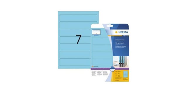 Ordnerrückenetikett schmal/kurz 38 x 192 mm (b x h) selbstklebend ohne Griffloch blau 140 Etik./Pack.