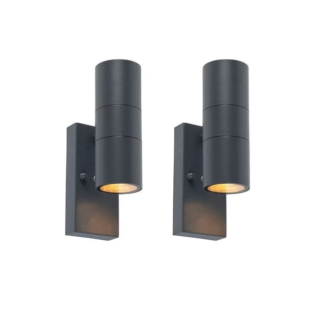 2er Set Außenwandleuchte Dunkelgrau 2-Licht Hell-Dunkel Sensor - Duo