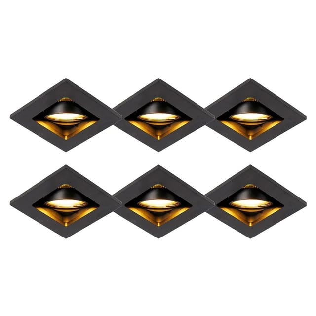Set mit 6 modernen Einbaustrahlern schwarz verstellbar - Qure