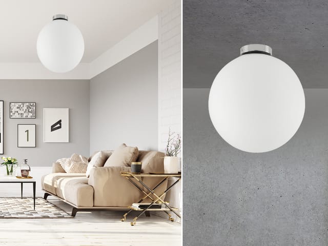 Kleine led Deckenleuchte 1 flammig Glaskugel Weiß satiniert, ø 20cm