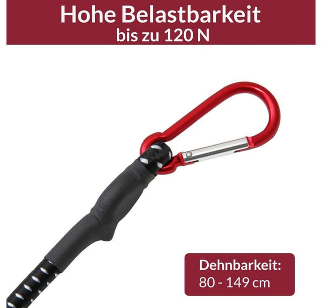 Deuba - Spanngummi 80/100 cm Gepäckspanner stabile Karabinerhaken witterungsbeständig Spanngurt Gepäckgummi Expander 2x 80cm