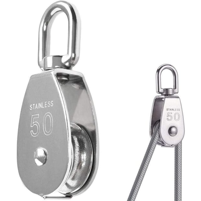 304 Edelstahl M50 Einzelrad-Schwenkrolle, Tragkraft 400 kg – Silber-INHHUB