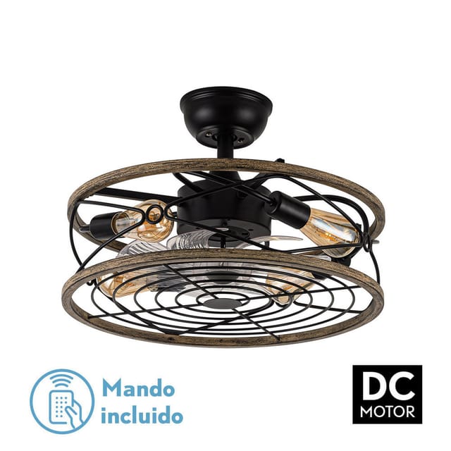 Ventilator dc 4xe27 Arcadia Schwarz 8 Flügel Transparent 31/40x50x50x50cm 6 Geschwindigkeiten / Erdbeben & Timer - Fabrilamp