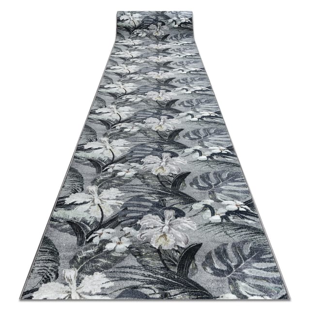Läufer Antirutsch monstera Laub, Gummi grau 80 cm grey 80x220 cm