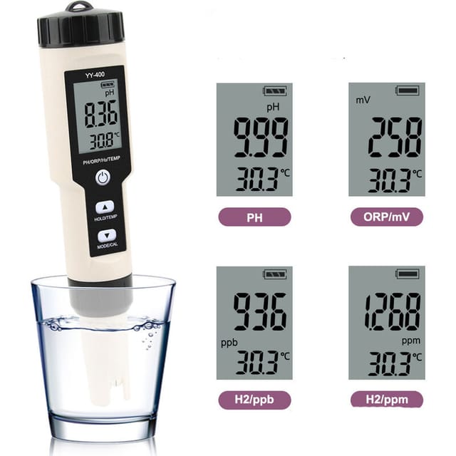 Stylo de test d'eau riche en hydrogène 4 en 1 - Testeur numérique avec Écran LCD Test