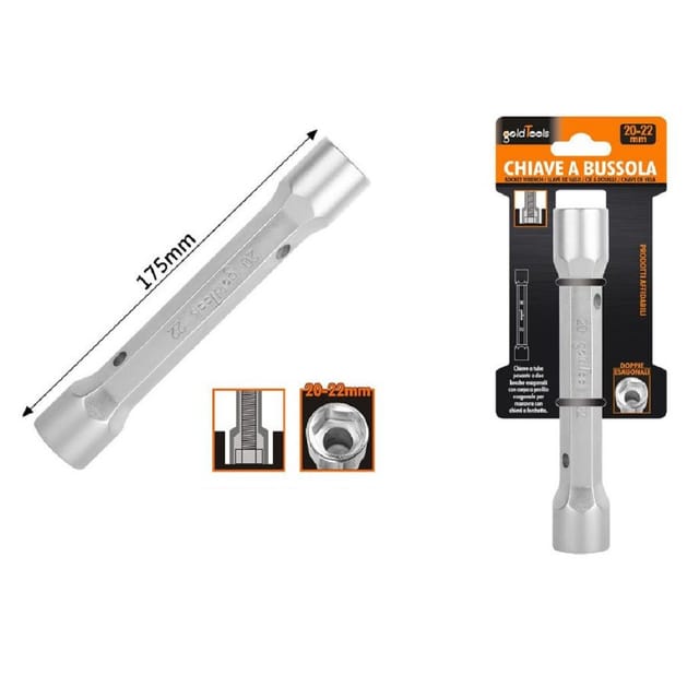 Trade Shop Traesio - Trade Shop - bussola tubo esagonale ab 175 mm doppie bocche esagonali 20-22 mm 97554 -
