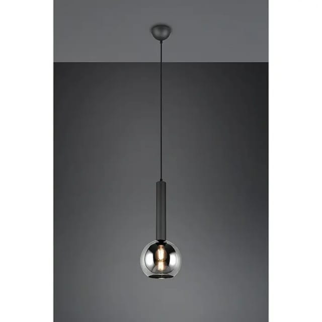 Trio Lighting - Pendelleuchte clayton Industrial einflammig Rauchglas Glaskugel, ø 20cm