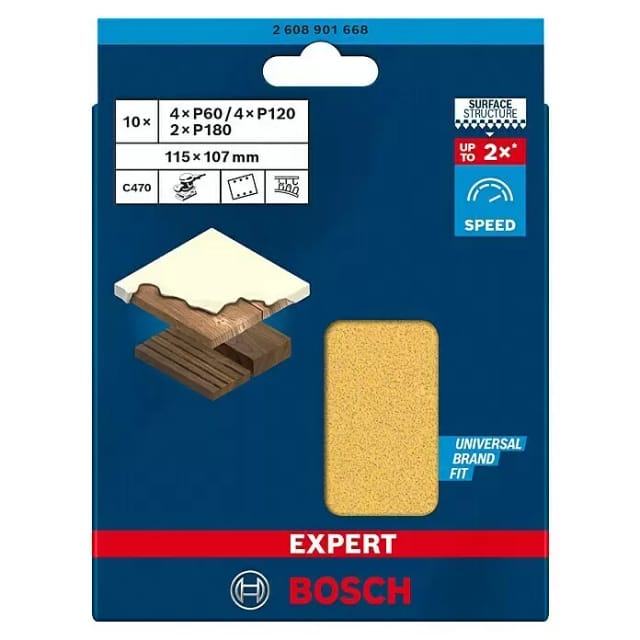Accessories 2608901668 Schleifpapier für Schwingschleifer Körnung (num) 60, 120, 180 (l x b - Bosch