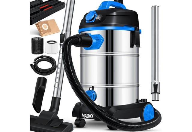 Industriestaubsauger Staubsauger Nass Trocken Sauger Edelstahl max. 1800W Blau - Masko