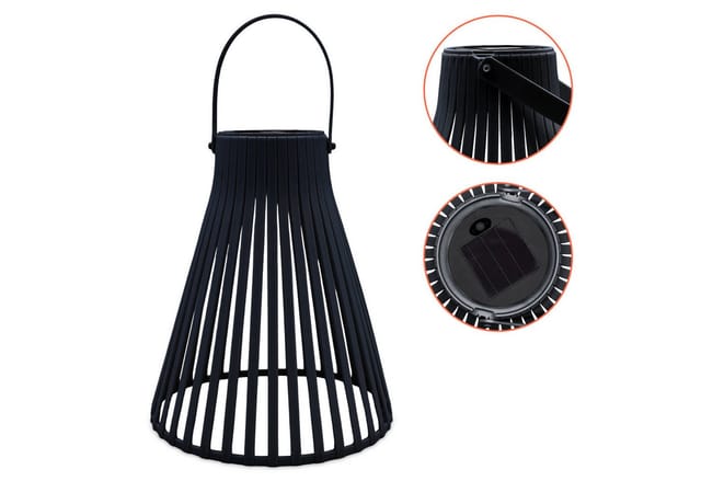 Spetebo - led Solar Laterne schwarz - 23 cm - Garten Deko Leuchte zum Hängen Außen
