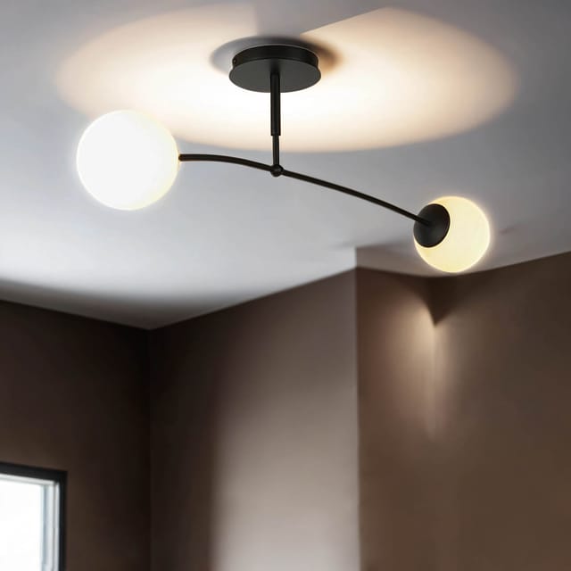 Licht-erlebnisse - Deckenleuchte Kugel Schirme Schwarz Weiß E14 länglich Esstisch Wohnzimmer Deckenlampe