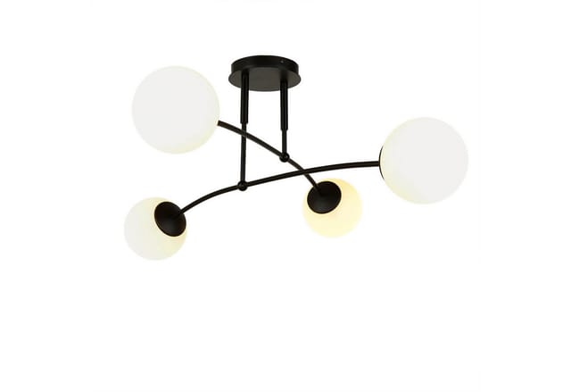 Deckenleuchte E14 Weiß Schwarz Glas Metall Deckenlampe