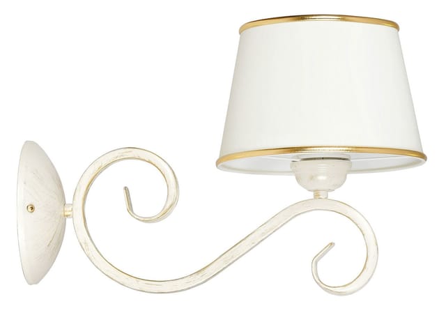 Wandlampe Weiß Stoff Metall E27 Shabby Chic Wandleuchte