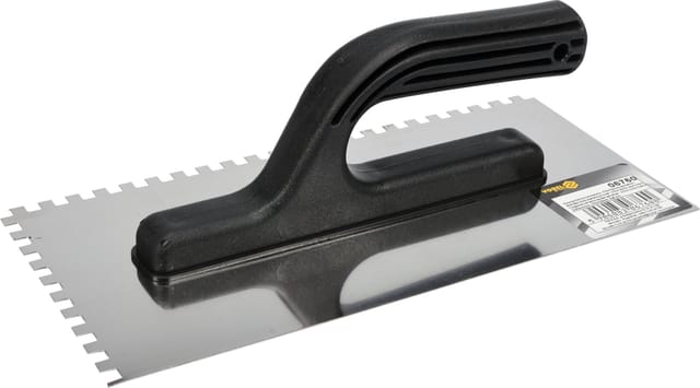 Edelstahl-Glättekelle 270x125 mm mit 6x6 mm Zahnung