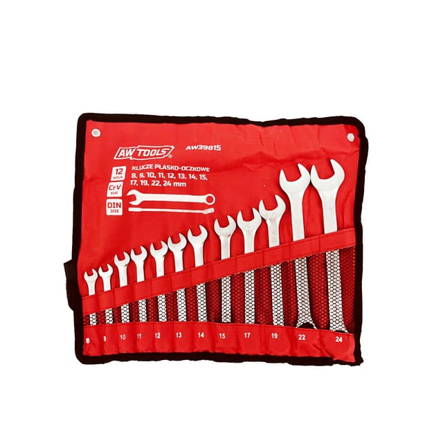 Awtools klucz komplet płasko-oczkowy 12szt./8mm-24mm