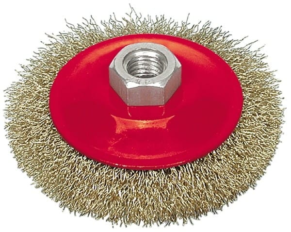 VOREL KONISCHE BÜRSTE 115mm, GEWELLTER DRAHT, GEWINDE, 06973