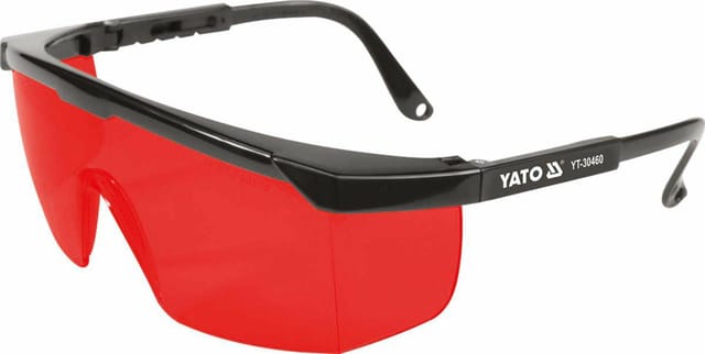 Yato YT-30460 Schutzbrille, Augenschutz, Scheibe aus Polycarbonat (PC), roter PVC-Rahmen, hohe Widerstandsfähigkeit, Komfort und Schutz für