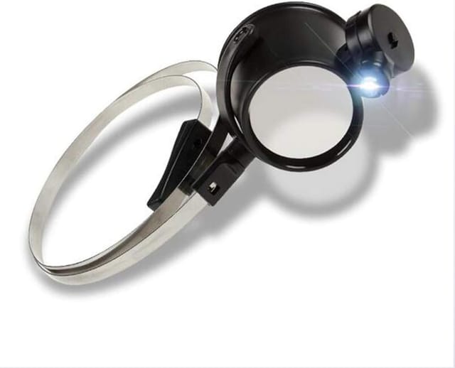 Aougo - Lupen mit LED-Beleuchtung, 15-facher Zoom – Helm-Kopfband-Lupe mit Licht zum Lesen, Juwelieren, Nähen und Heimwerken