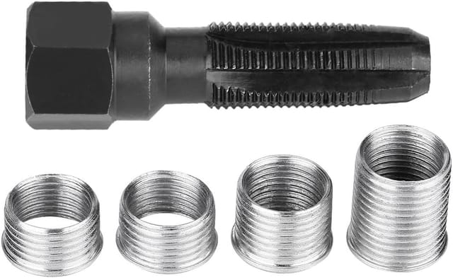 14-mm-zündkerzen-reparatur, 5-teiliges Reparaturwerkzeug-set Zum Einfädeln Von Zündkerzen Aus Kohlenstoffstahl Mit Einsätzen Zur Reparatur Von 14-mm-zündkerzen