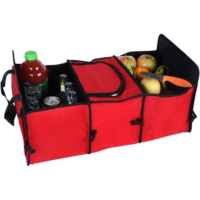 Faltbarer, robuster und multifunktionaler Oxford-Stoff-Organizer für Auto, für Reisen, Urlaub, Camping (rot)