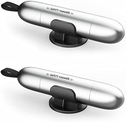 Aougo - 2 Stück multifunktionaler Sicherheitshammer, Fensterbrecher, Auto-Nothammer, Silber