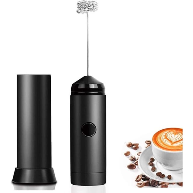 Elektrischer Milchaufschäumer, einfache Reinigung, mit speziellem Spiral-Schneebesen aus Edelstahl, tragbar und leistungsstark für Morgenkaffee,