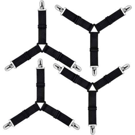 Dreieckiger Verstellbarer Spannbettlakenspanner, Haltegurtbefestigung Für Bettwäsche, Bettlaken, Bügelbezug, Matratze, Sofa (schwarz, 4er-set)