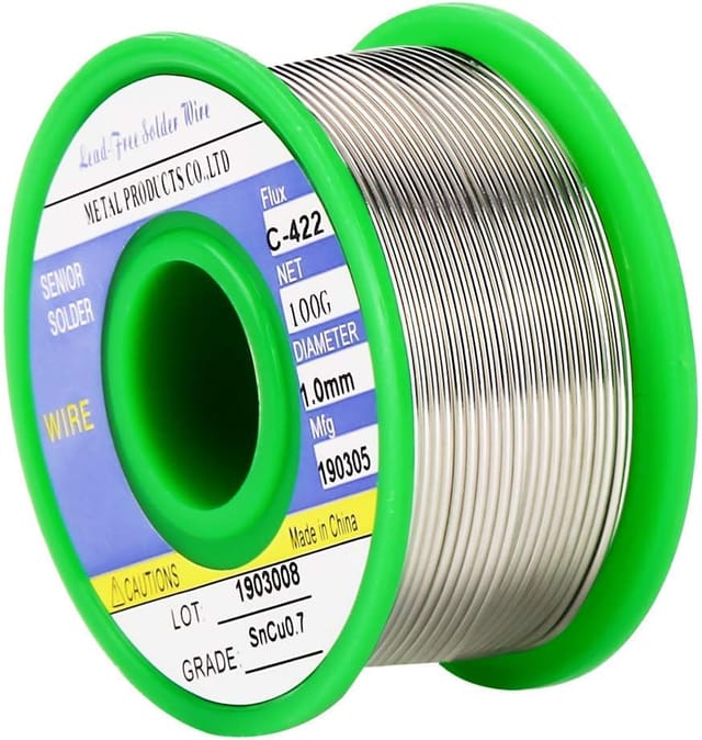 Lötdraht, 1,0 mm Lötdraht zum Löten, Sn 99,3 % Cu 0,7 % bleifreier Lötdraht mit Kolophoniumkern, für elektrisches Löten (100 g)