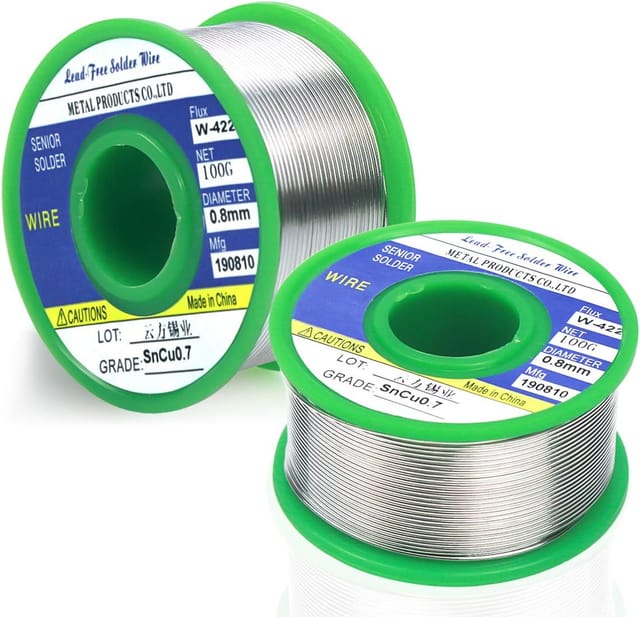 2 Stück 0,8 Mm Bleifreier Lötdraht 200 G, Sn 99,3 Cu 0,7 Lötdraht Mit Kolophoniumkern Zum Zinnlöten Für Elektrisches Löten, Elektrisches Löten Und Heimwerken