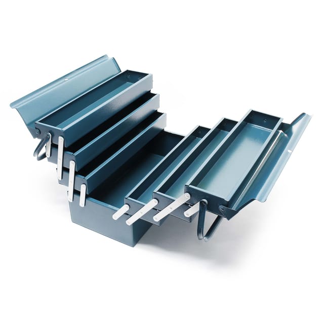 Werkzeugkiste 420x200x250mm aus Stahl mit 7 Fächern, beständiger Werkzeugkasten mit Handgriff, Werkzeugbox - Wiltec