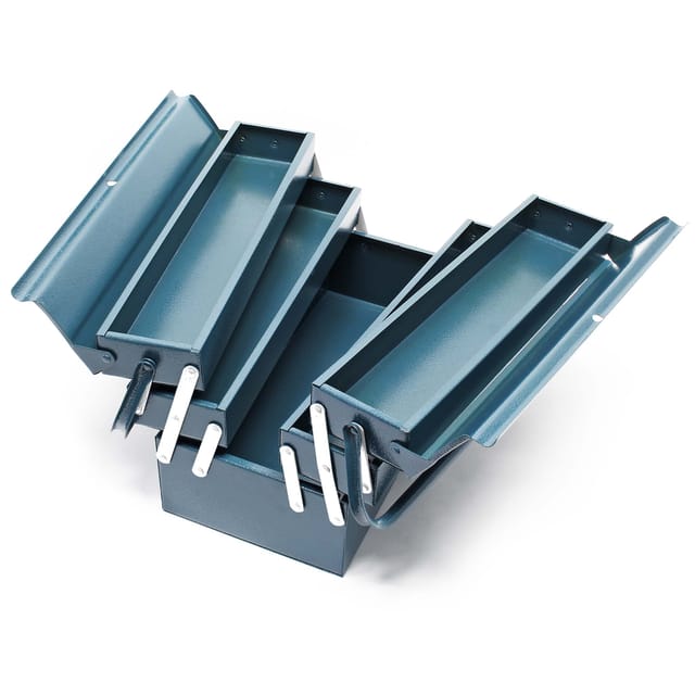 Werkzeugkiste 530x200x200mm aus Stahl mit 5 Fächern, beständiger Werkzeugkasten mit Handgriff, Werkzeugbox - Wiltec