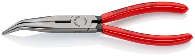 KNIPEX 26 21 200 SB Flachrundzange mit Schneide (Storchschnabelzange) mit Kunststoff überzogen schwarz atramentiert 200 mm