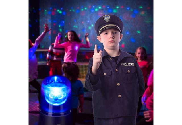Led Blaulicht, Rundumleuchte mit drehendem Reflektor, Partybeleuchtung zum Hinstellen, batteriebetrieben, blau - Relaxdays