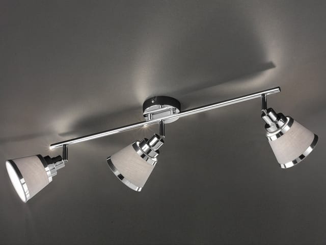 Deckenstrahler ZOON 3-flammig mit Stoffschirmen in Grau, Breite 63cm