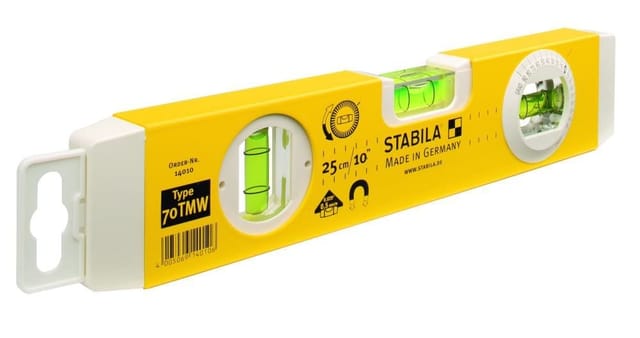 Stabila - Torpedo-Wasserwaage Type 70 tmw, 26 cm, mit Magnetsystem und drehbarer Winkel-Libelle - 14010