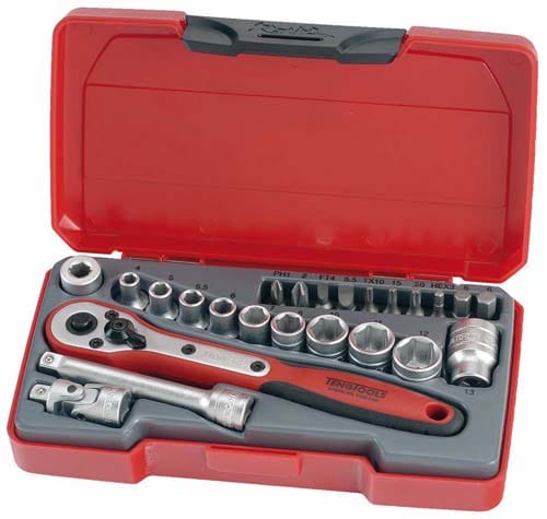 Jeu de clés à douille, 1/4, T1424, 24 pièces Tengtools 167920107