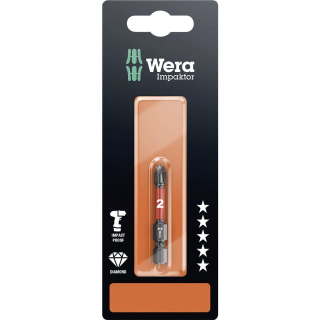 851/4 imp dc sb SiS 05073956001 Kreuzschlitz-Bit ph 2 Werkzeugstahl legiert, diamantbeschichtet - Wera