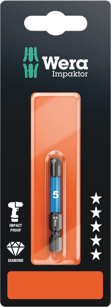 840/4 imp dc sb SiS Sechskant-Bit 5 mm Werkzeugstahl legiert, diamantbeschichtet f 6.3 1 St. - Wera