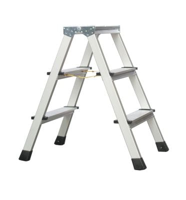 XLstep b Genietete Stufen-Stehleiter, beidseitig begehbar, eloxiert Zarges 41263 Arbeitshöhe 2,25m