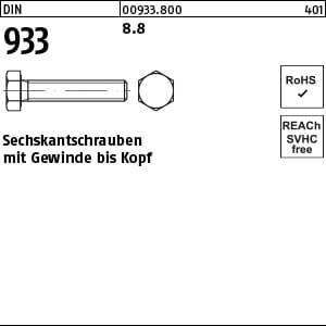 Sechskantschraube DIN 933 VG M 6 x 50 8.8
