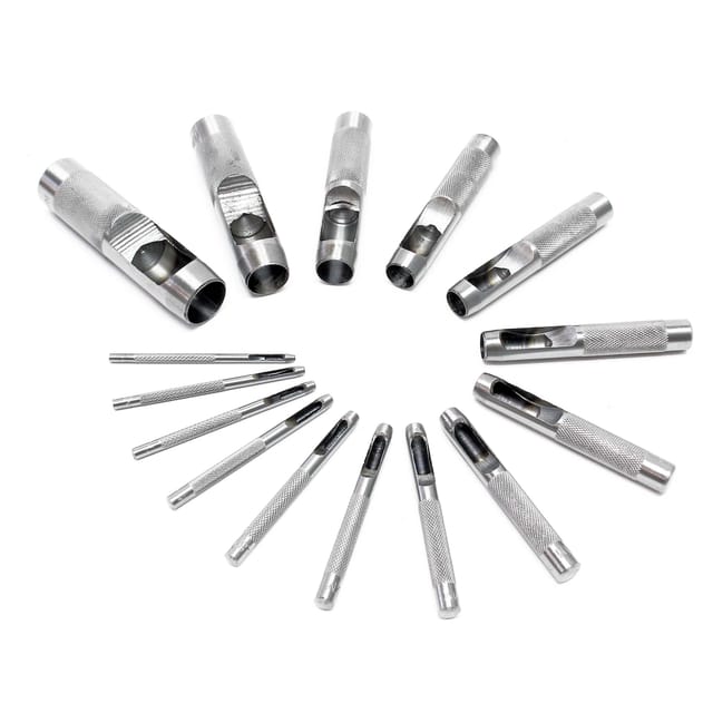 Locheisen Satz 2-22mm 15tlg aus Carbonstahl für Leder, Gummi, Weichplastik u.v.m. Locheisenset