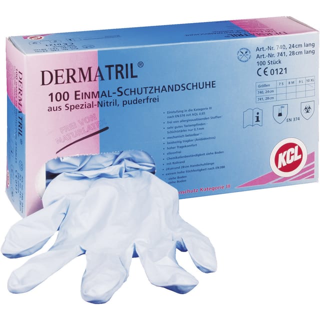 Dermatril 740-7 100 St. Nitril Einweghandschuh Größe (Handschuhe): 7, s en 374 - KCL