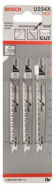 Bosch 3x Stichsägeblatt U 234 X Progressor for Wood - 2608633525