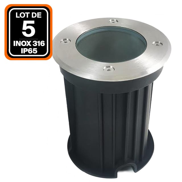Europalamp - 5 Bodeneinbaustrahler Rund Edelstahl 316 Eterieur IP65 GU10