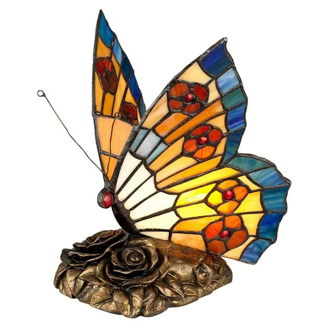 Tiffany Tierlampen Schmetterling Tiffany Lampe, Architekturbronze, G9 - Elstead